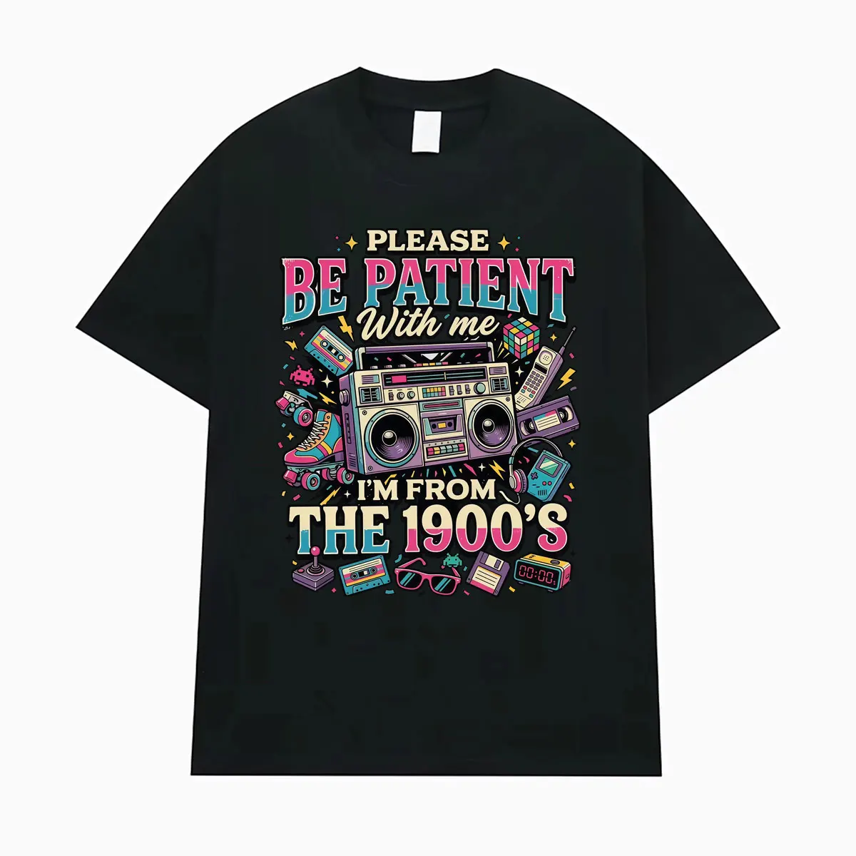Please Be Patient with Me I'm From The 1900s Funny Meme Graphic T-shirts Men Women Vintage Humor 100% Cotton T Shirts Streetwear