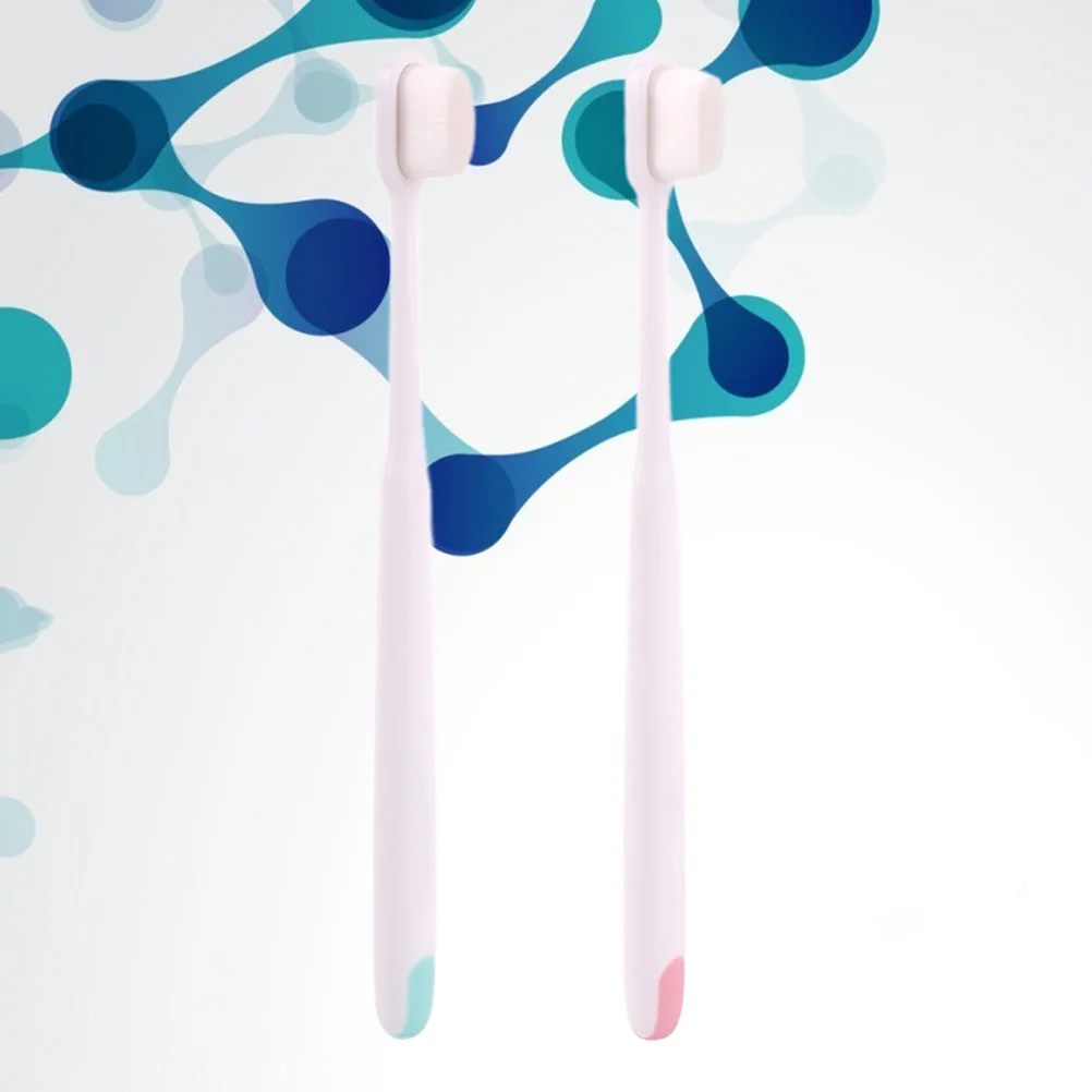 2 قطعة فرشاة أسنان ذات شعيرات رفيعة مادة ممتازة أداة العناية بالفم مقبض طويل منظف أسنان بعد الولادة تصميم مريح