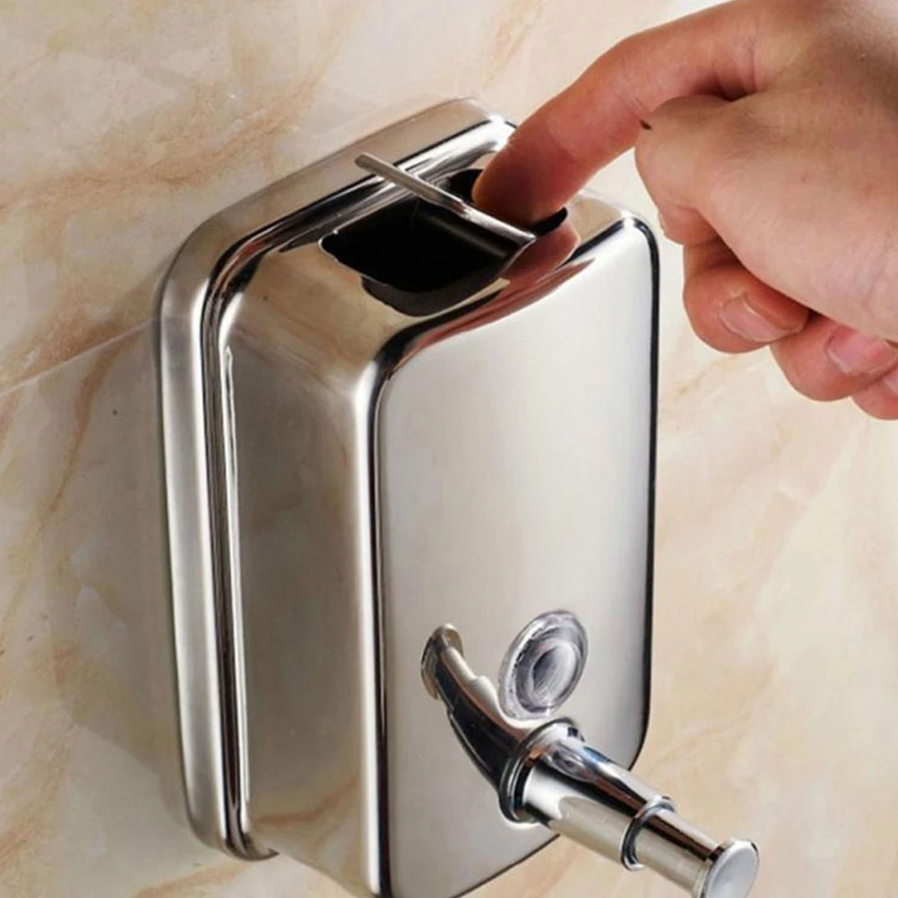 

Soap Dispenser Stainless Steel Large Capacity Wall Mounted Bathroom Kitchen Shampoo Bottle Liquid Container Easy Installation