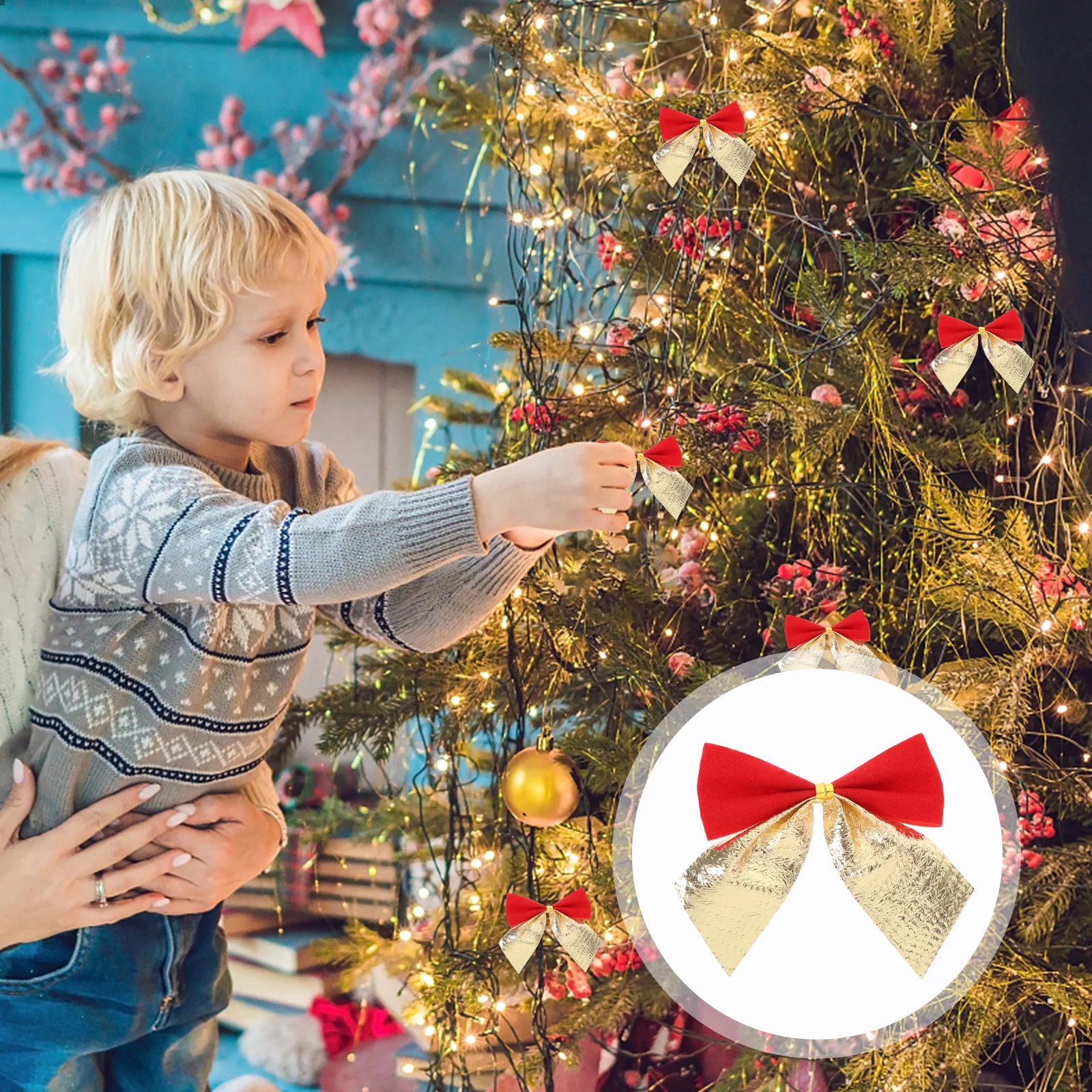 

120Pcs Christmas Tree Bow Decorations Mini Hanging Ornaments for Wreaths Party Xmas Decor Christmas Bow Decorations