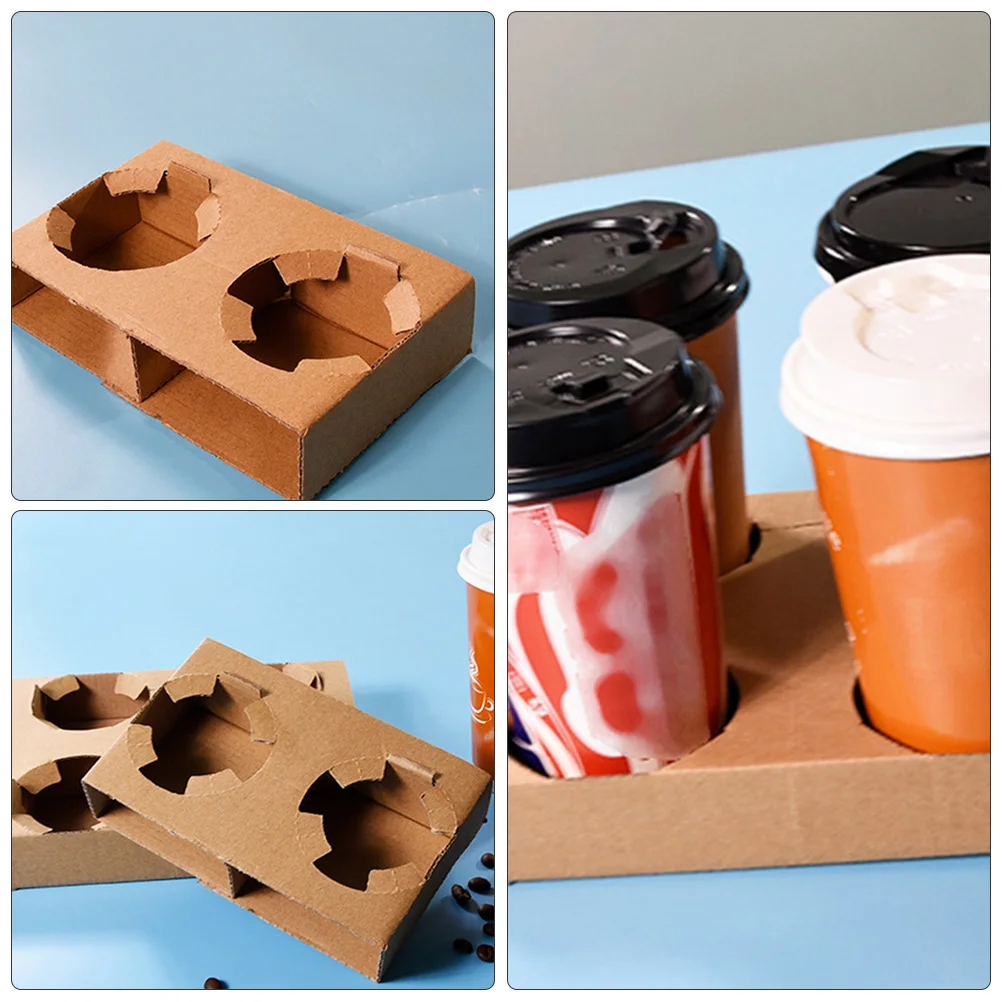 

Portable Drink Tray for Hot Cold Beverages Biodegradable Drink Carrier Tray Paper Cup Holder Takeout Milk Tea Packaging