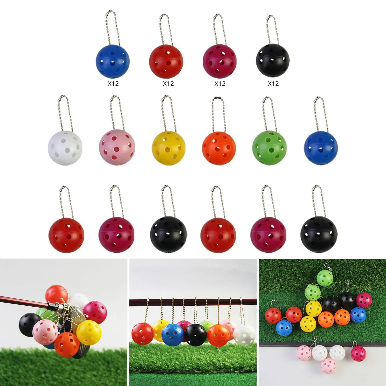 12Pcs Pickleball Keychain Bag Charms Car Keychain Pickleball Ornament for Purse