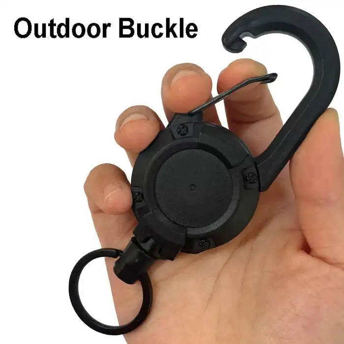 Outdoor 60cm Automatic Retractable Wire Rope Luya Tactical Keychain Clip Pull Recoil Sporty Key Ring Anti Lost ID Card Holder