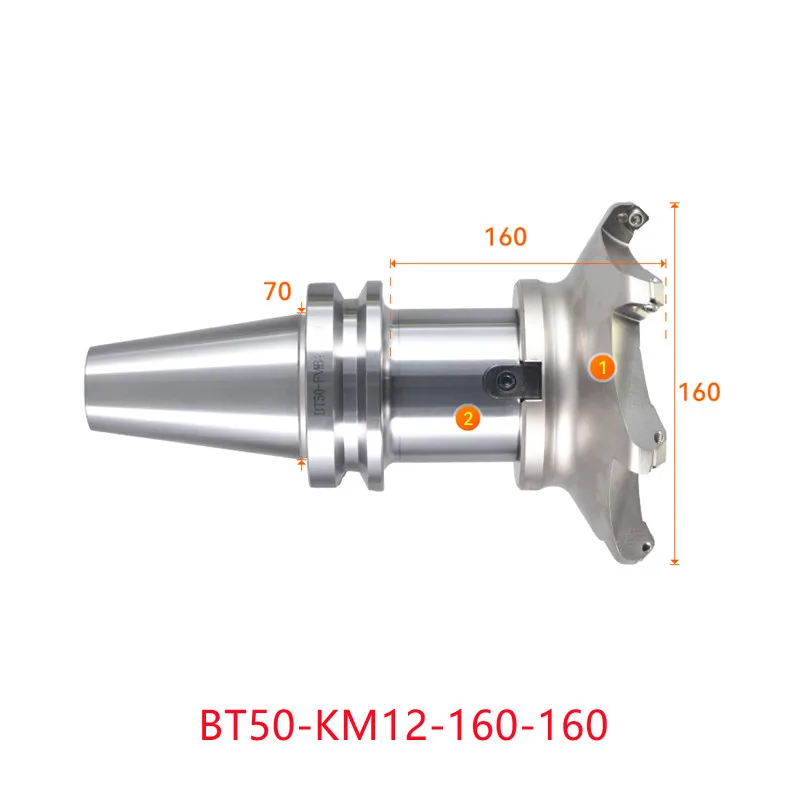 Face end mill BT50-KM12-160-160 shoulder milling cutter Stainless steel body Tool holder set CNC Milling New