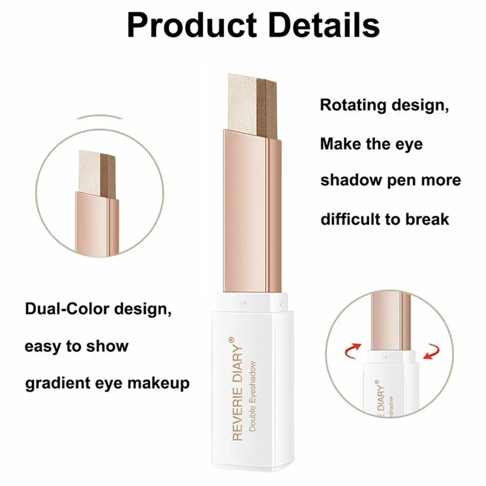 Ombretto professionale 2 in 1 in velluto sfumato a doppio colore, trucco pigro, ombretto luccicante duraturo e impermeabile