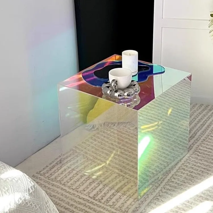 

Creative, acrylic, sofa side table, colorful, coffee table, living room, simple, small apartment, square corner