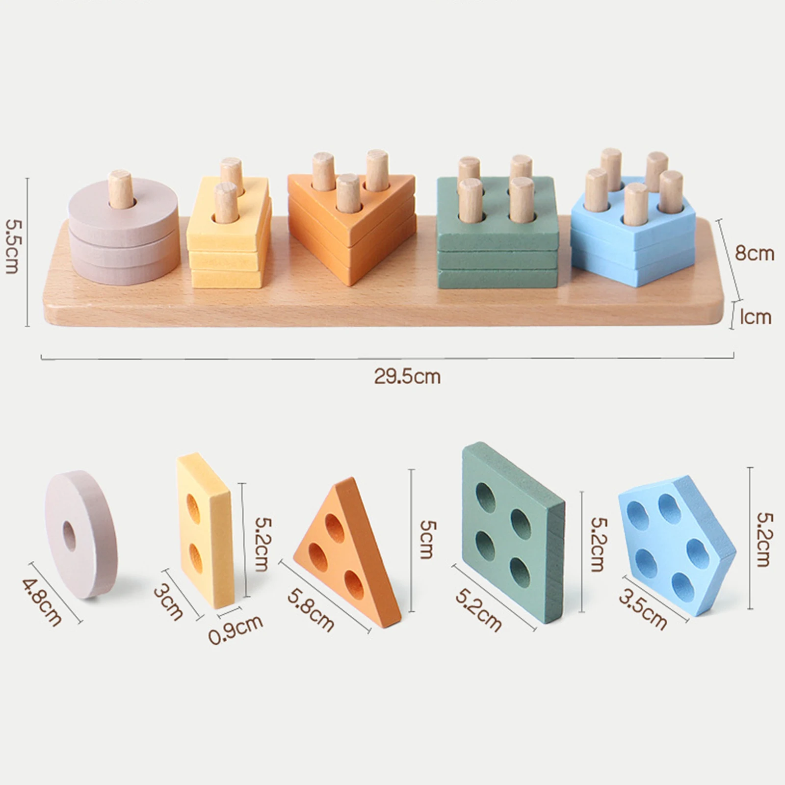 Trieur de formes et empileur de documents, jouets en bois Montessori, jouets de tri et d'empilage pour bébés garçons et filles, tout-petits de 18 mois et plus