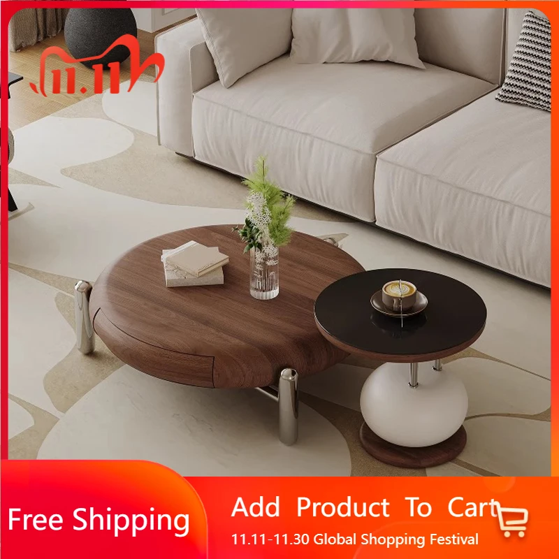 

Round Designer Coffee Table Antique Minimalist Drawers Organizer Side Table Unique Nordic Mesa Auxiliar Living Room Furniture