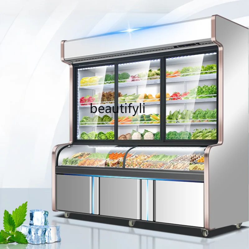 Refrigerator Commercial Frozen Display Fried Skewers Barbecue Spicy Hot Vegetables Preservation Refrigerated Cabinet