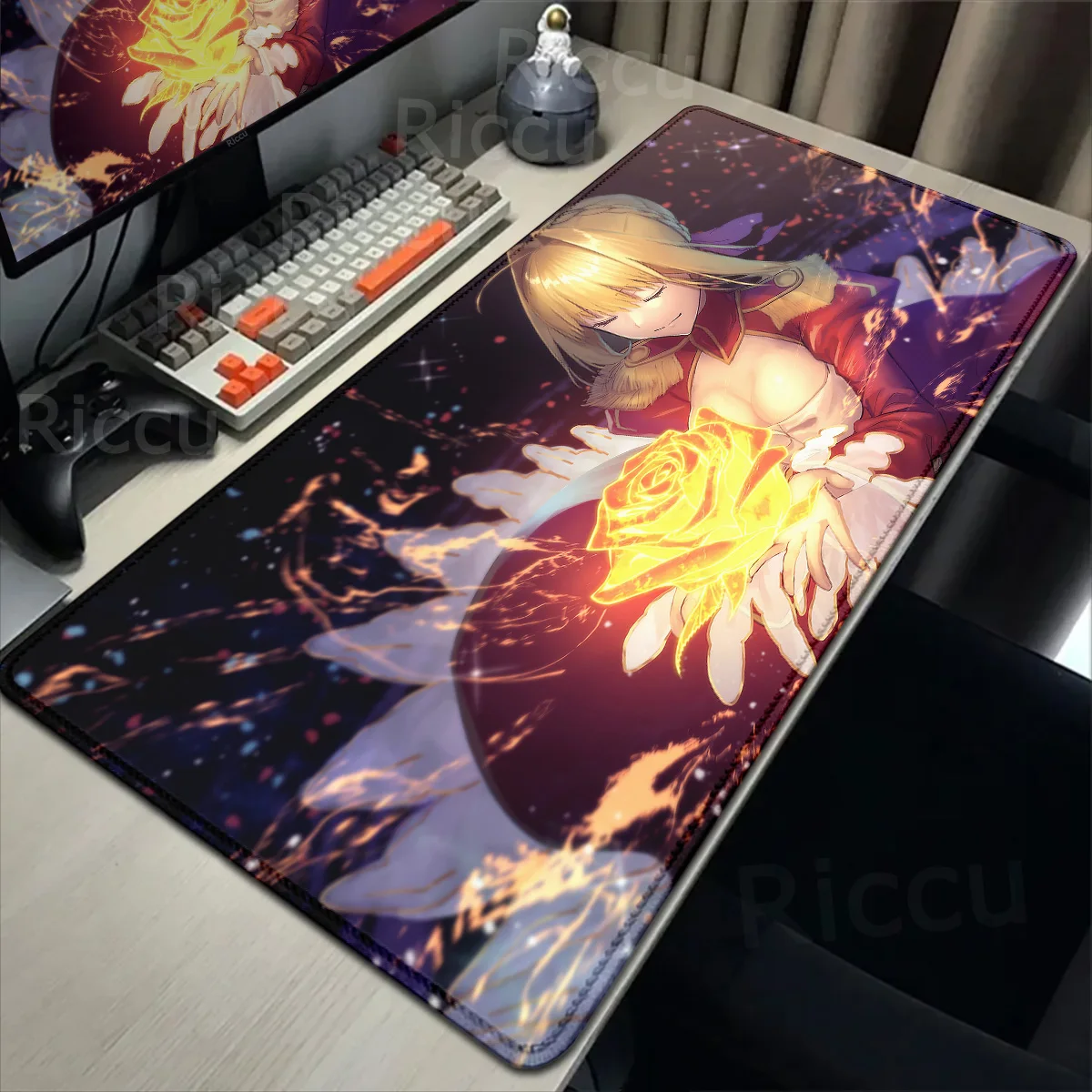 

XXL Mousepad Fate Saber Anime Mouse Pads Keyboard Pad Manga Office Accessories Desk Mat XL Mats Computer PC Gaming Non-slip HD