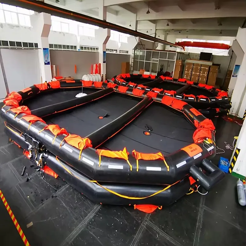 Large Capacity Inflatable Open Life Raft Solas Standard Offshore Marine Emergency Survival Liferaft For Ferry Boat Customized