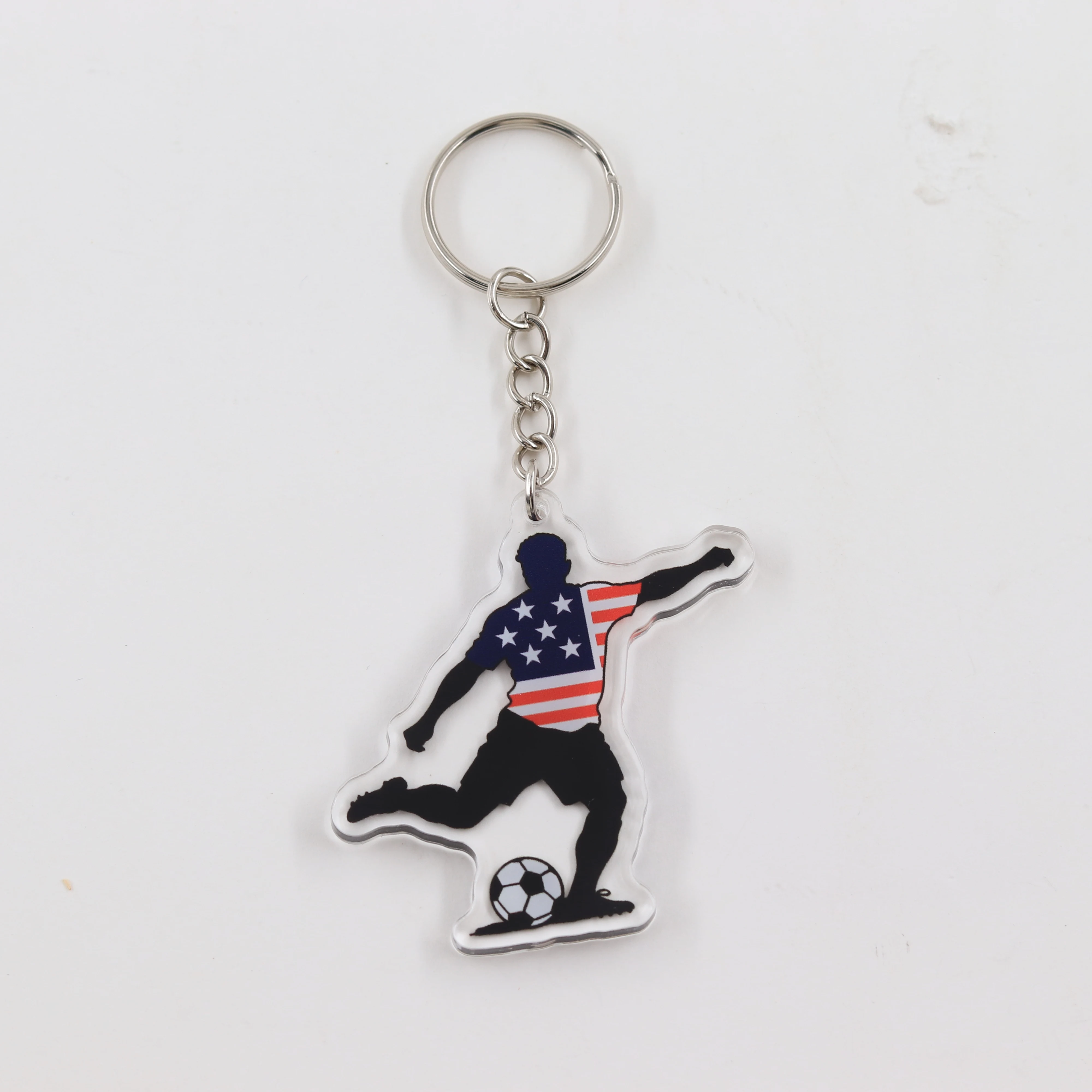 USA-Flagge Fußballspieler Acryl-Schlüsselanhänger USA 2026 Fußballstar Silhouette Schlüsselring Sportfan-Souvenir Taschenanhänger Schmuck Geschenk – Detail 11