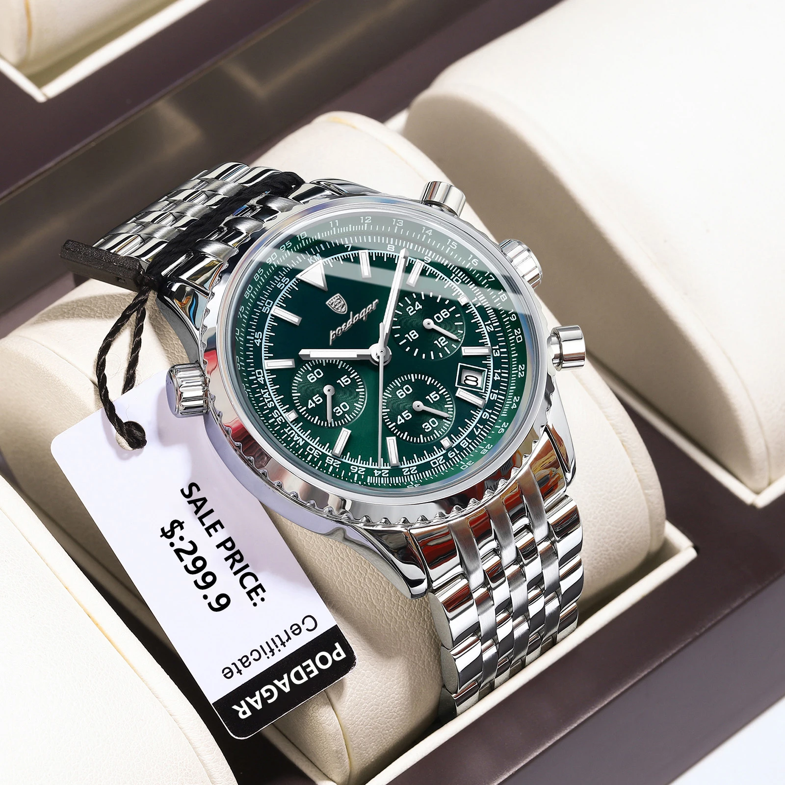 POEDAGAR Casual Luxury Men's Watches Waterproof Luminous Date Chronograph Quartz Man Watch Stainless Steel Sports Men Wristwatch