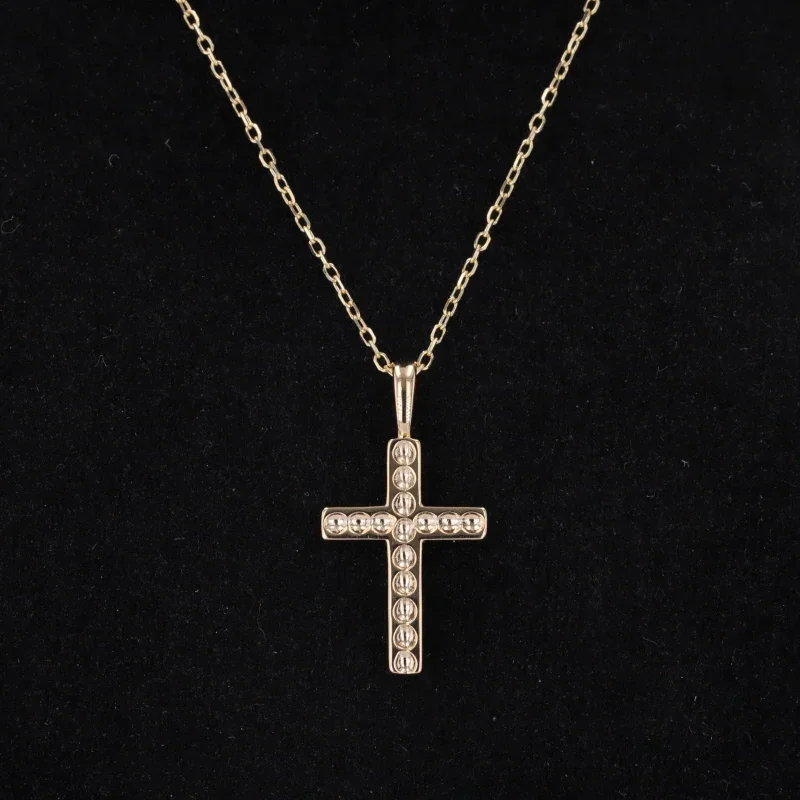 Cross Pendant Necklace Lab Grown Diamond Rings Prong Seting Necklace 10k 14k 18k Gold D VS Synthetic Diamond Necklace