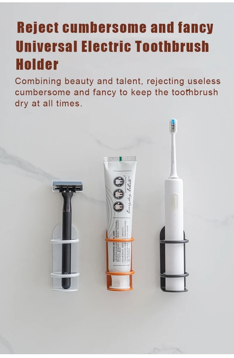 New Wall-mounted Toothbrush Holder Electric Toothbrush Holder Storage Shelf Bathroom Accessories Punch-free Traceless Organizer