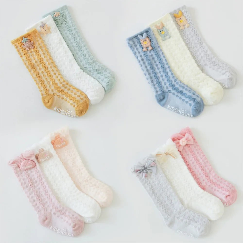 Spring and summer baby socks anti-mosquito mesh breathable baby socks lovely antiskid neonatal toddler stockings