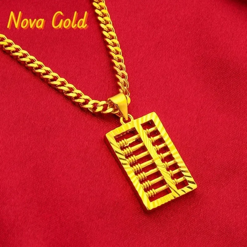 NovaGlod 24K Gold Abacus Necklace | AU999 Pure Gold, miniature abacus design with moveable beads, unique and vintage for daily w