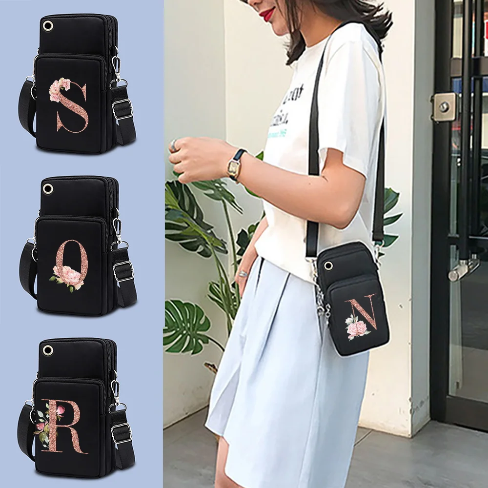 Waterproof Mobile Phone Bag 2023 Women's Arm Bags for Iphone/huawei/xiaomi Universal Cell Phone Purse Wrist Pack Rose Gold Print