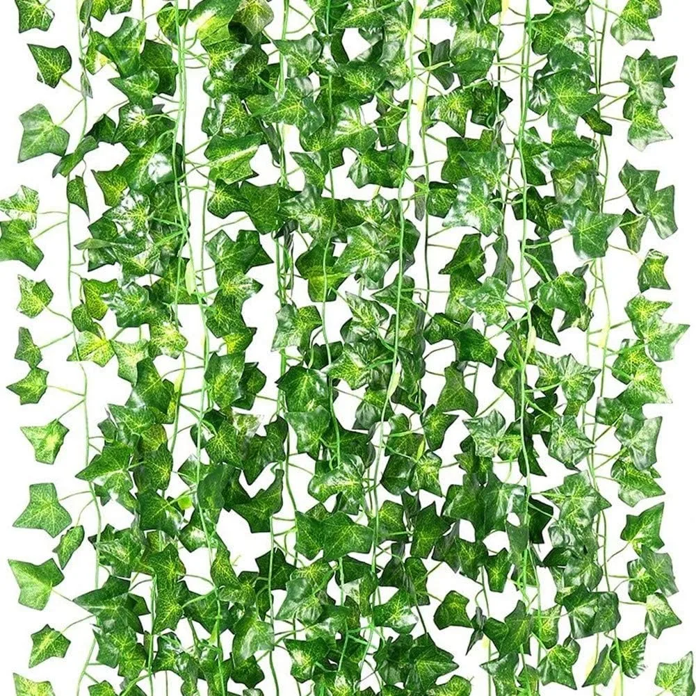 

2/5Pcs Artificial Leaves Vine Plants 4.4/11M Hanging Fake Plants Garland Leaf for Home Decor ﻿Garden Wedding Decoration Outdoor