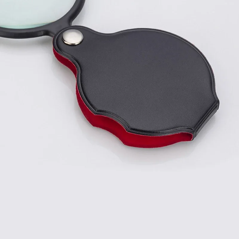 50/60mm Mini Magnifying Glass 6/8X Folded Leather Case Portable Handheld Read Newspaper Jewelry Gift Single Glass Lens image 6