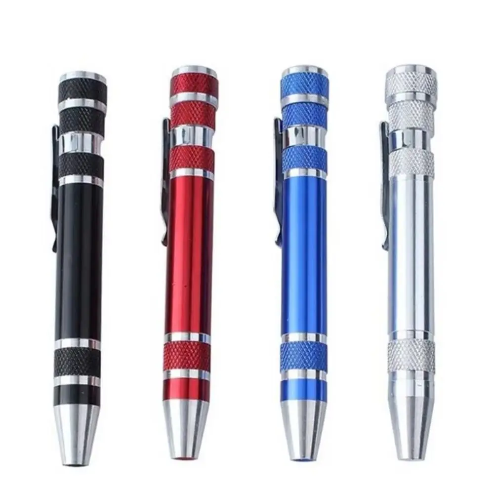 8 In 1 Pocket Screwdriver Set Aluminum Alloy Changeable Bits Multitool Magnetic Bits Precision Bits Portable Repair Tool