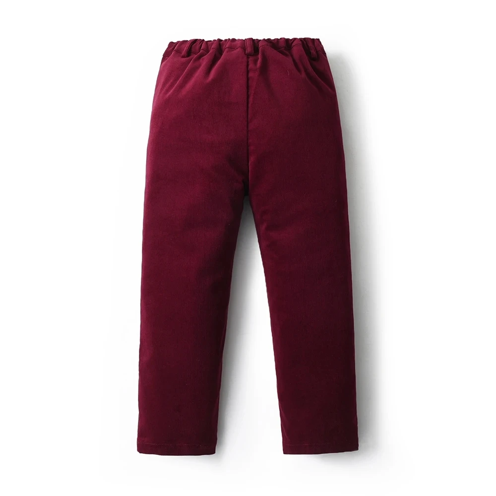 2024 Red Boys Pants Children Trousers For Kids Cotton Solid Casual Long Pants 1-6 Years Clothing Sport Pants Spring Corduroy