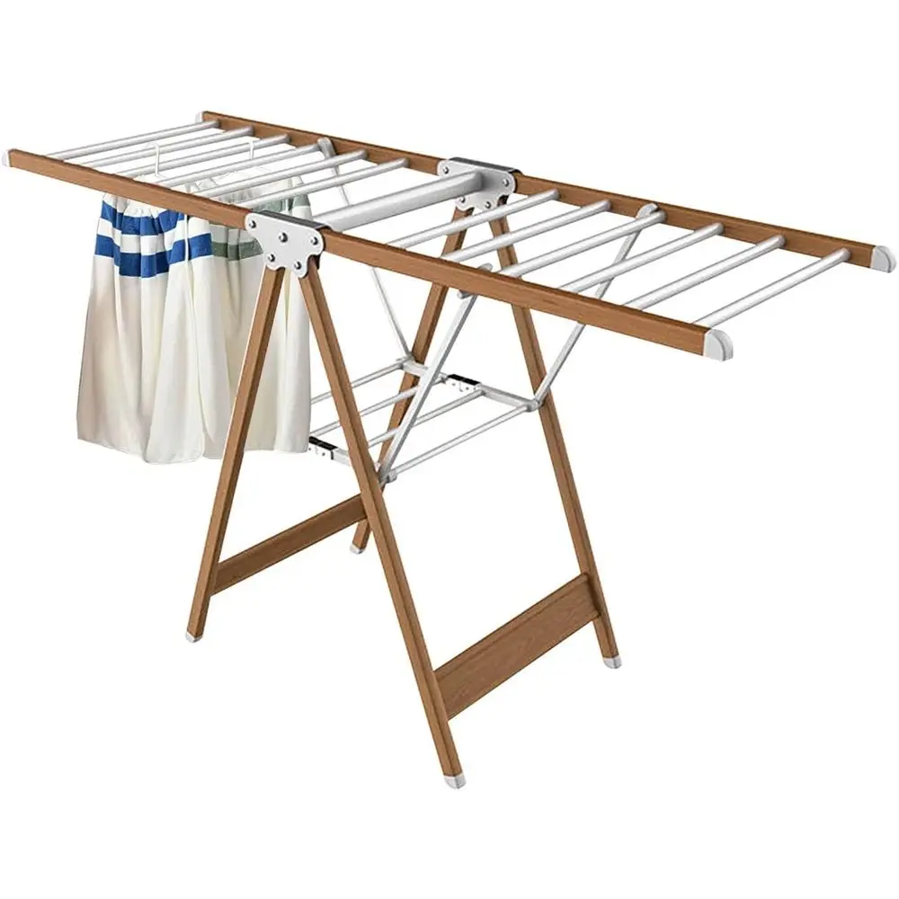

Adjustable Height 2-Tier Folding Clothes Drying Rack, Outdoor/Indoor Aluminum Airer, 160cm, Windproof & Stable