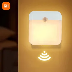 Xiaomi-LED Sensor de Movimento Humano Lâmpada, Luz Noturna, USB C, Recarregável, Sem Fio, Parede, Escadas, Armário, Cozinha, Cama