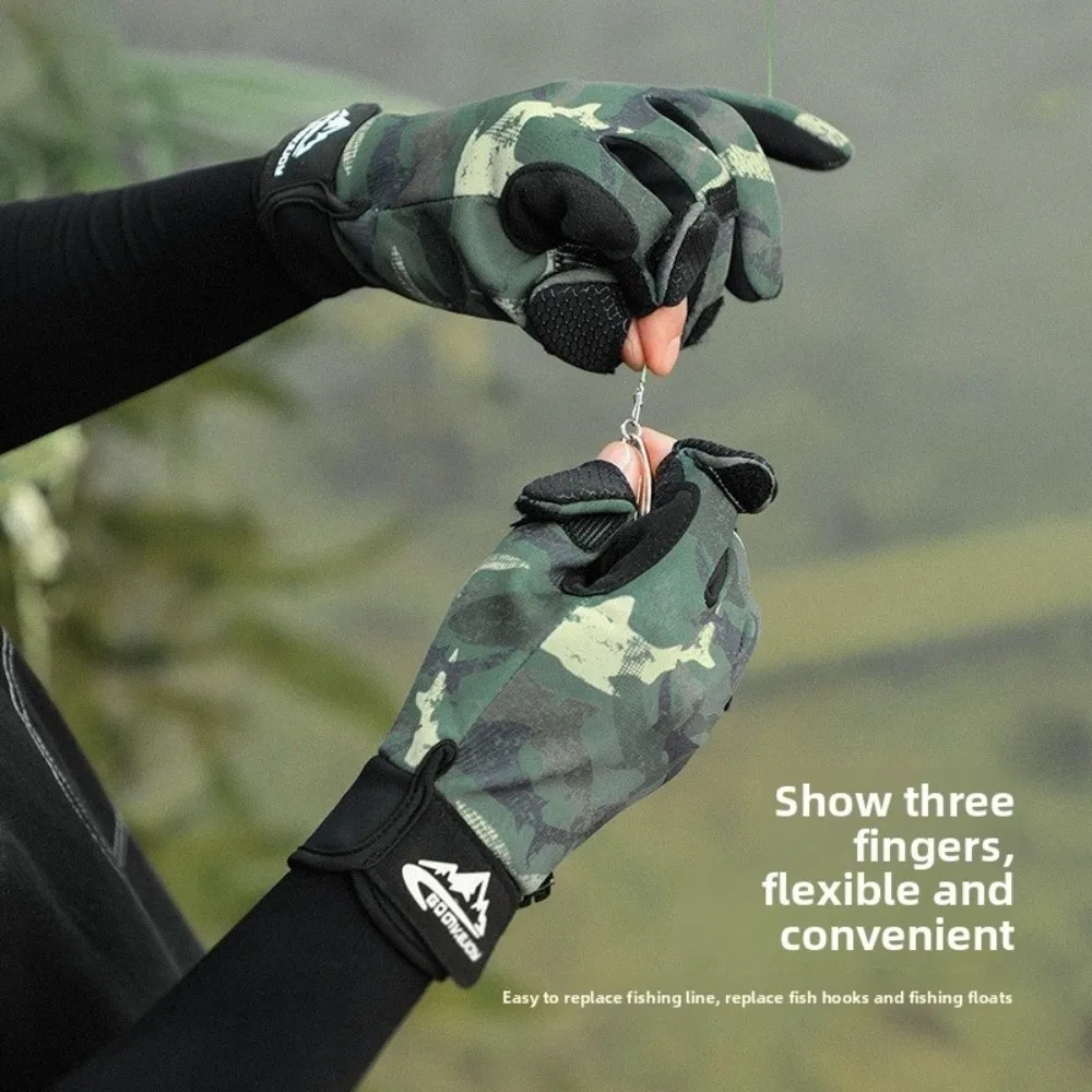 قفازات الصيد الشتوية بطانة العزل الحراري قفازات دافئة ارتداء مقاومة مفتوحة إصبع تصميم قفازات مقاومة للماء الصيد