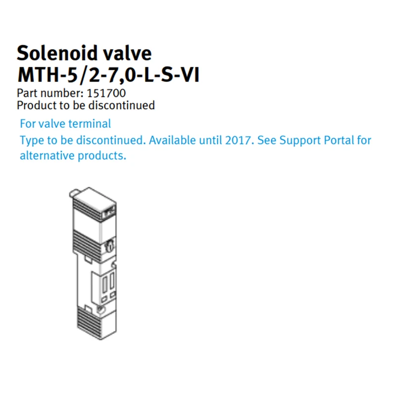 FESTO Solenoid valve MTH-5/2-7,0-L-S-VI 151700 Product to be discontinued