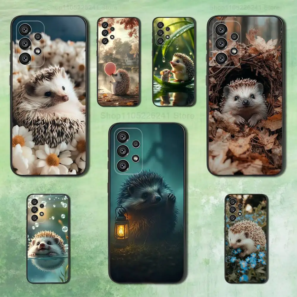 

Cute Small Animals Hedgehog Phone For Samsung Galaxy A53,31,52,72,41,22,73,32,71,Note,J7,8,9,5G Soft Black Silicone Case