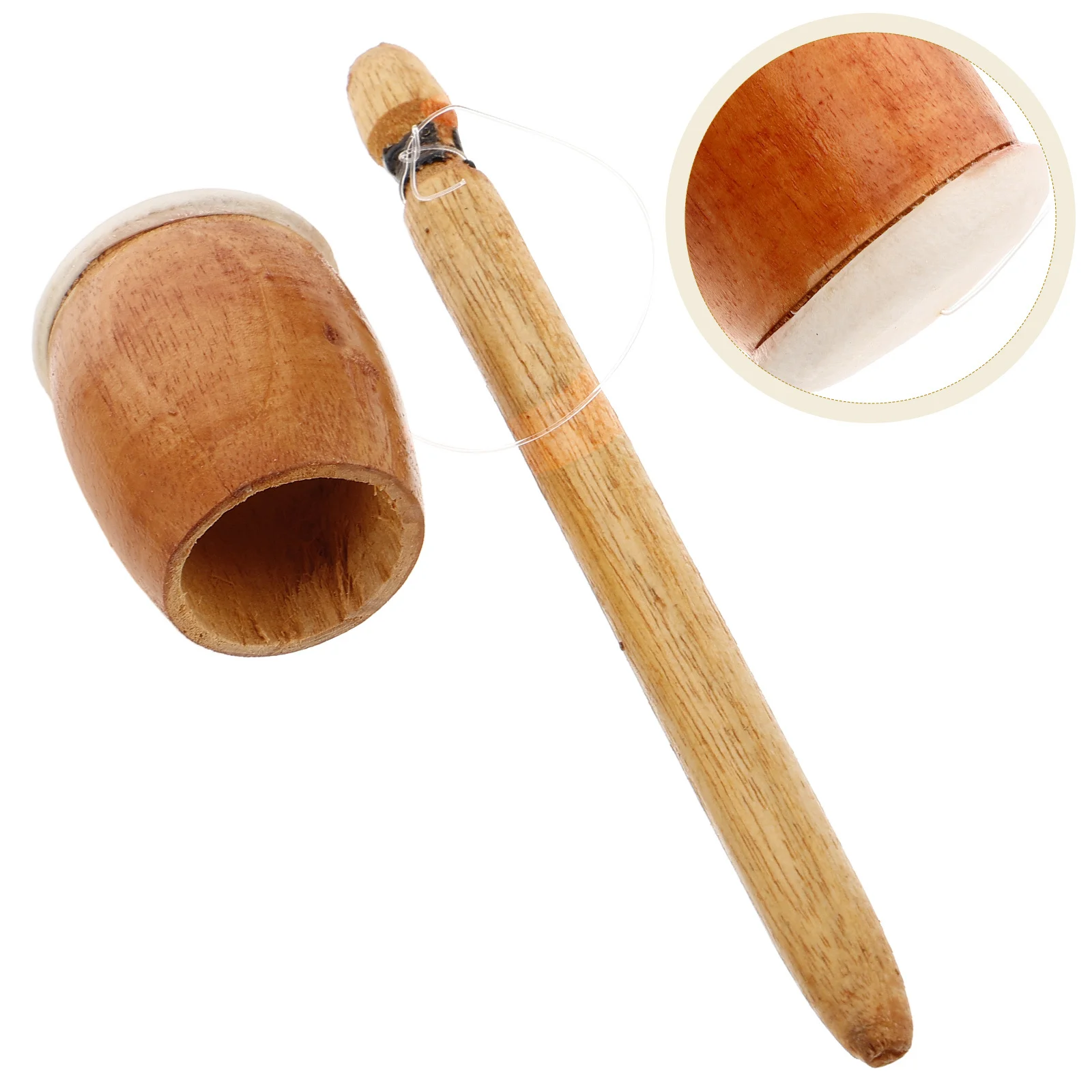 Frog Guiro Percussion Music Felt Head Bass Drum Mallets Sticks Instrument Hammer Beige Handmade