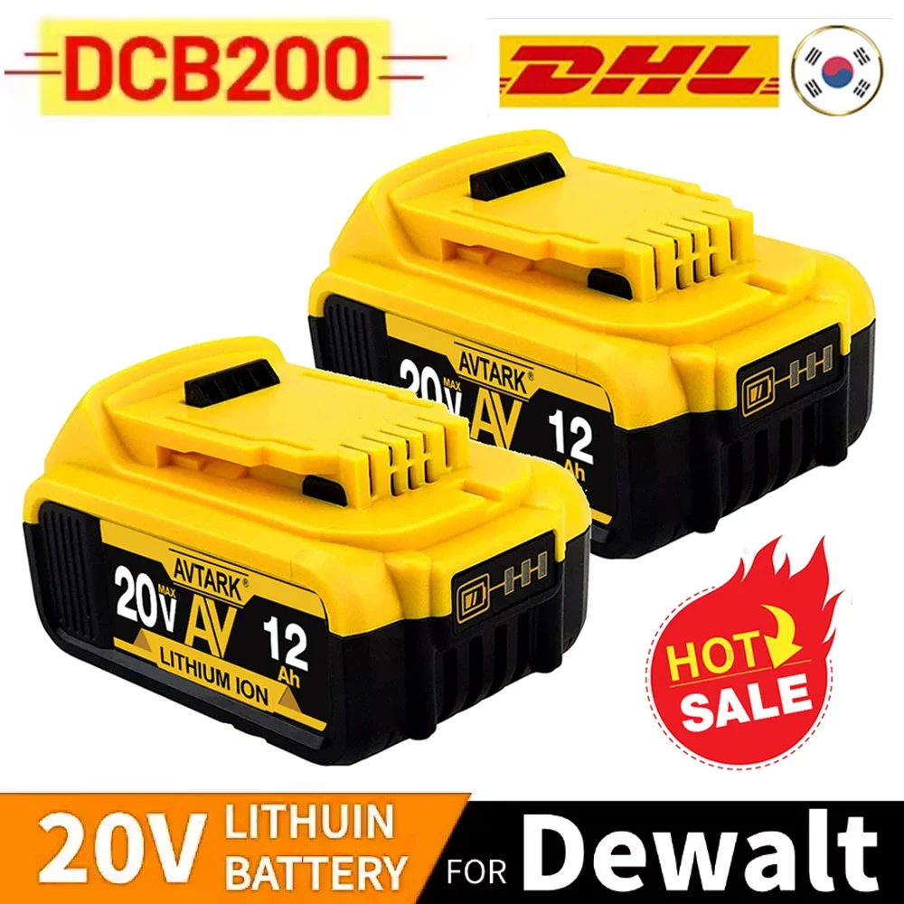 New 100% Original 12000mAh 20V for Dewalt Power Tool Battery DCB206 20V 12.0Ah Battery DCB206 20V Battery DCB205 DCB200 DCB204-2