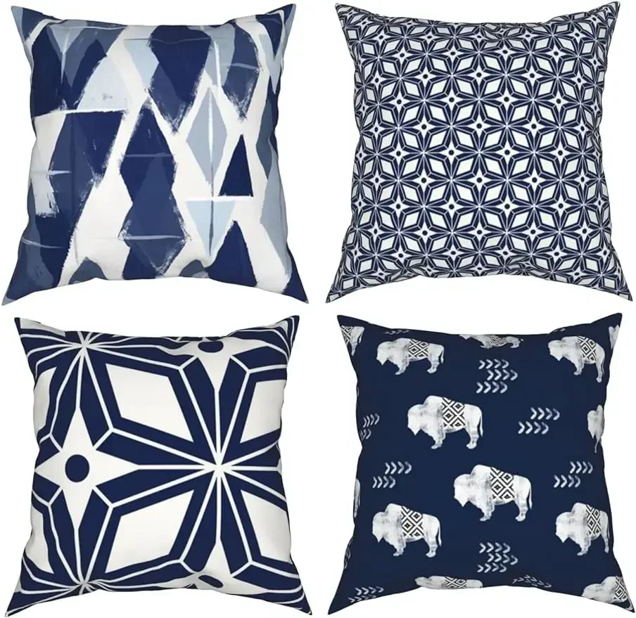 Navy blue modern geometric short plush pillowcase home décor outdoor sofa cushion cover cushion cover 45x45