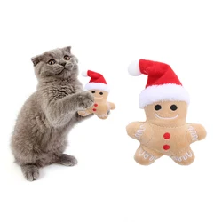 Christmas collection cute cat toys Christmas hat gingerbread man bite resistant teeth interactive play pet supplies