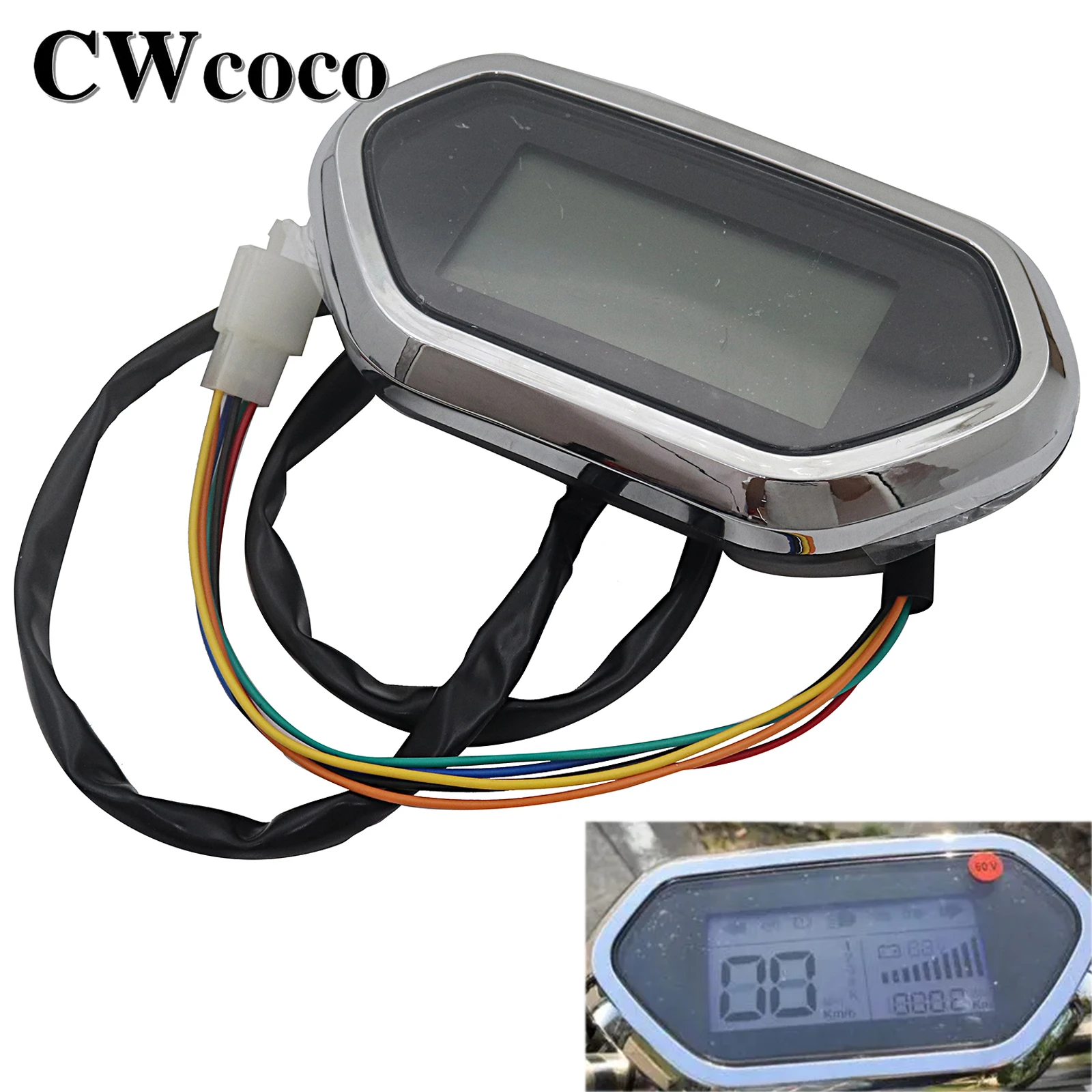 60v Meter Electroplating LED LCD Instrument Parts for Citycoco Electric Scooter/motorcycle Modified Accessories