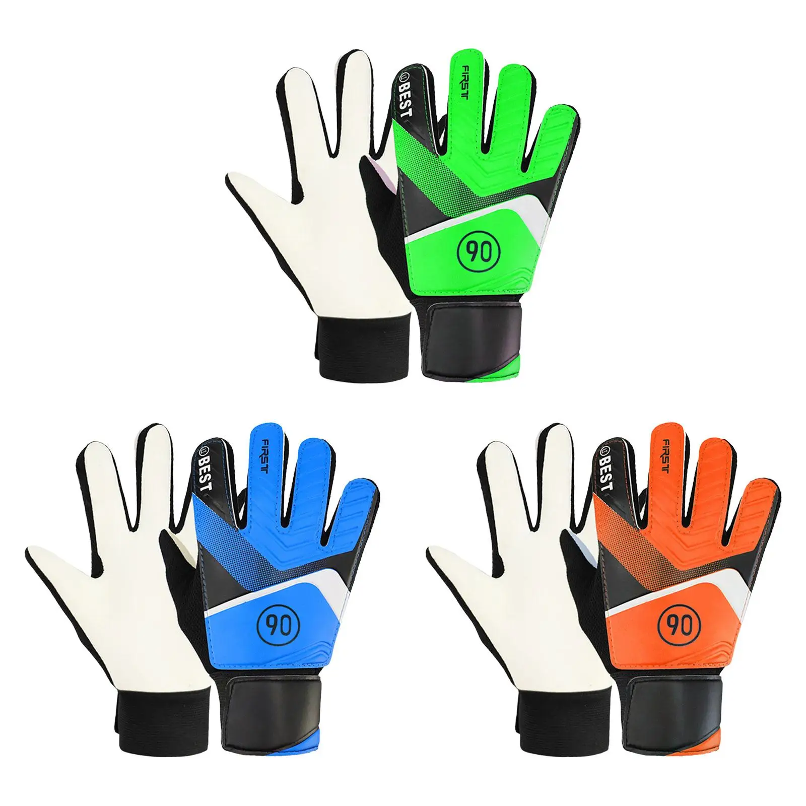 

Football Goalkeeper Gloves Anticollision Finger Protection Comfortable Strong Grip Breathable Goalie Gloves Latex Palm for Kids