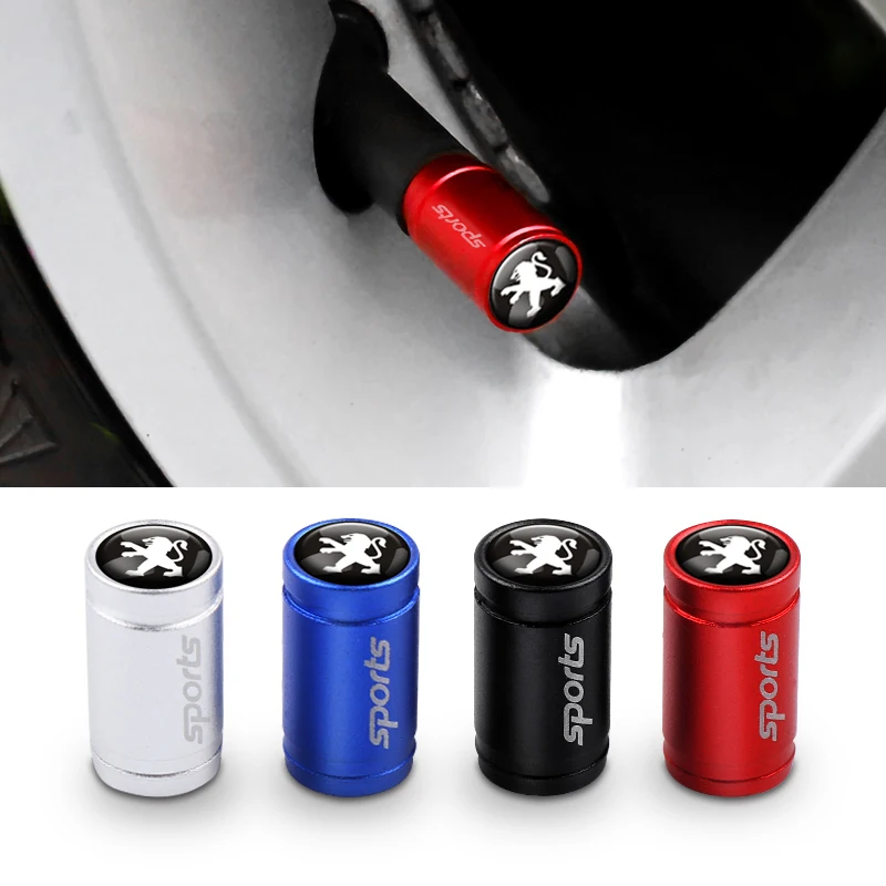 4PCS Frosted Car Wheel Tire Valve Caps Auto Tyre Rim Stem Covers Accessories For PEUGEOT 206 2008 3008 4008 207 208 307 308 5008