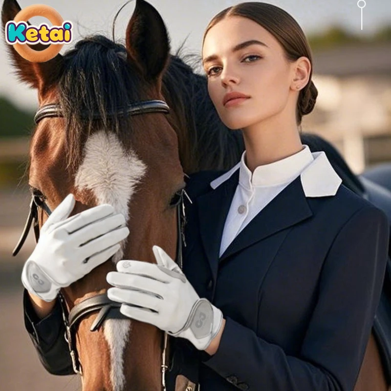 قفازات الفروسية، معدات التدريب على ركوب الخيل في الهواء الطلق، واقي من الشمس، مقاومة للاهتراء، مضادة للانزلاق، قفازات جميع الأصابع التي تعمل باللمس