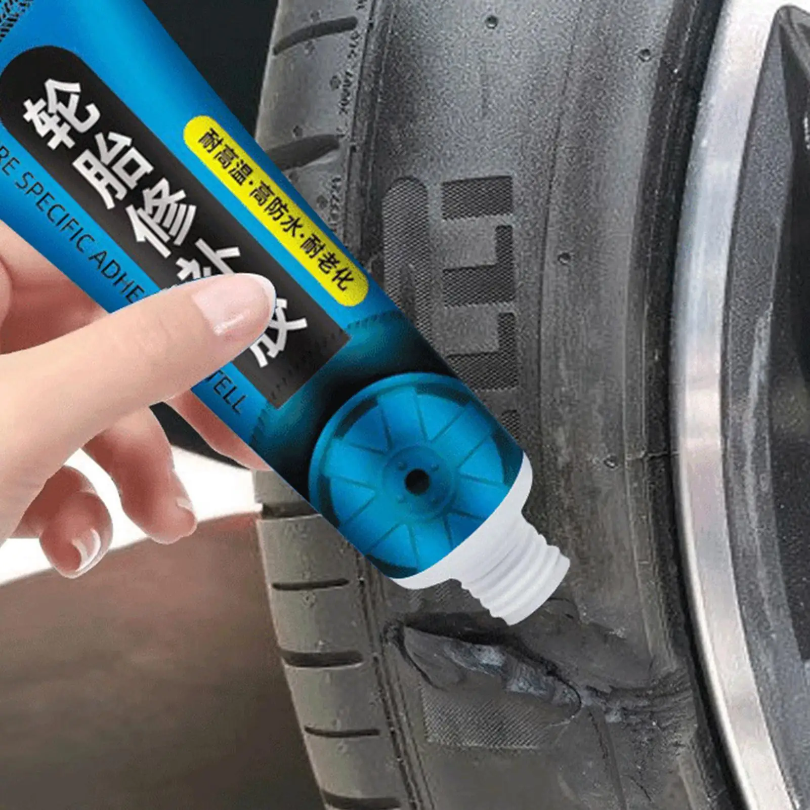 Reifenflanken-Reparaturkleber, 60 ml, sofort reparierender Kleber, Reifenflanken-Reparaturset, stark haftender, wasserfester Kleber für Autos