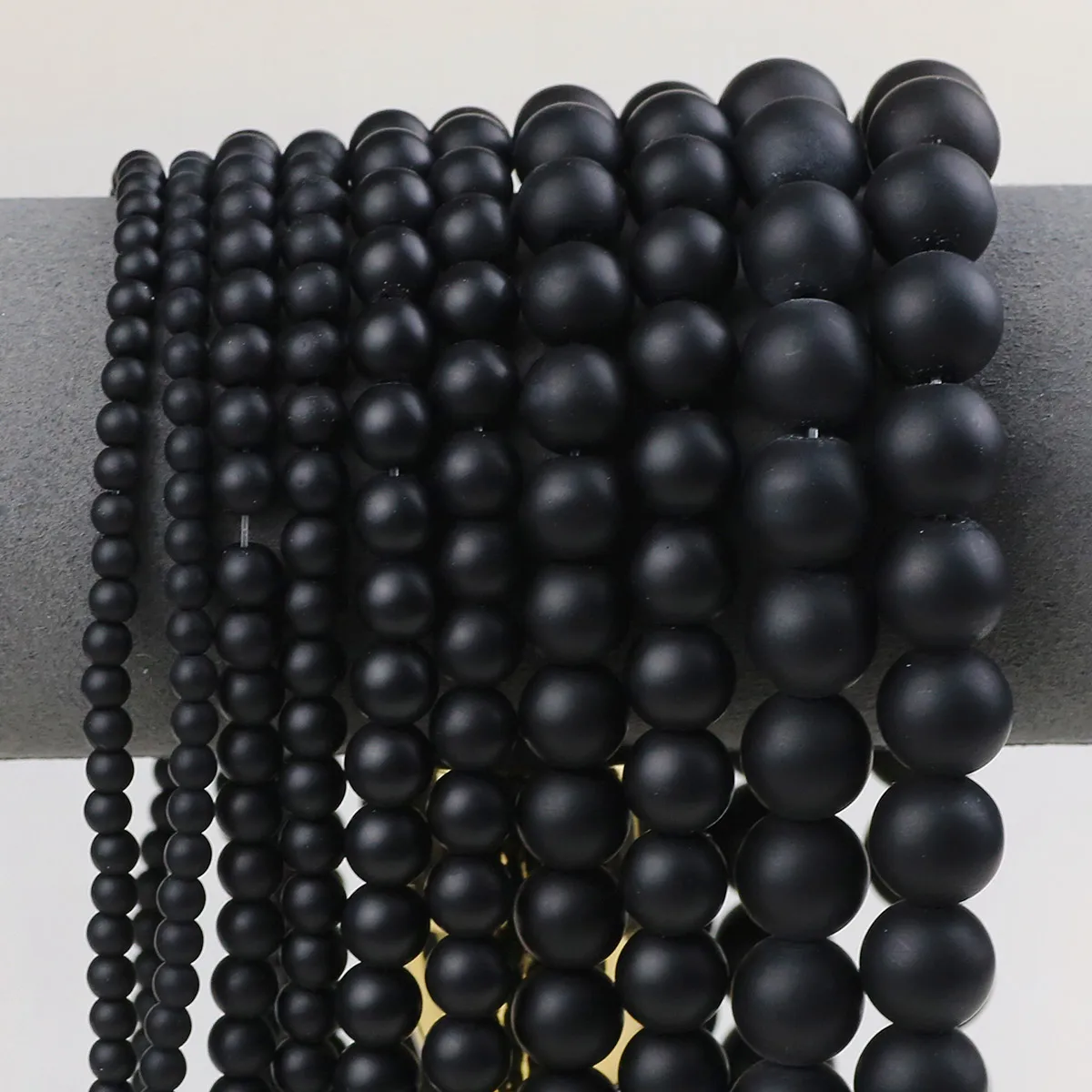 Black Frosted Stone Beads Matte Natural Stone Round Loose Spacer Beads DIY Bracelets Necklaces Jewelry Accessories 4/6/8/10/12mm
