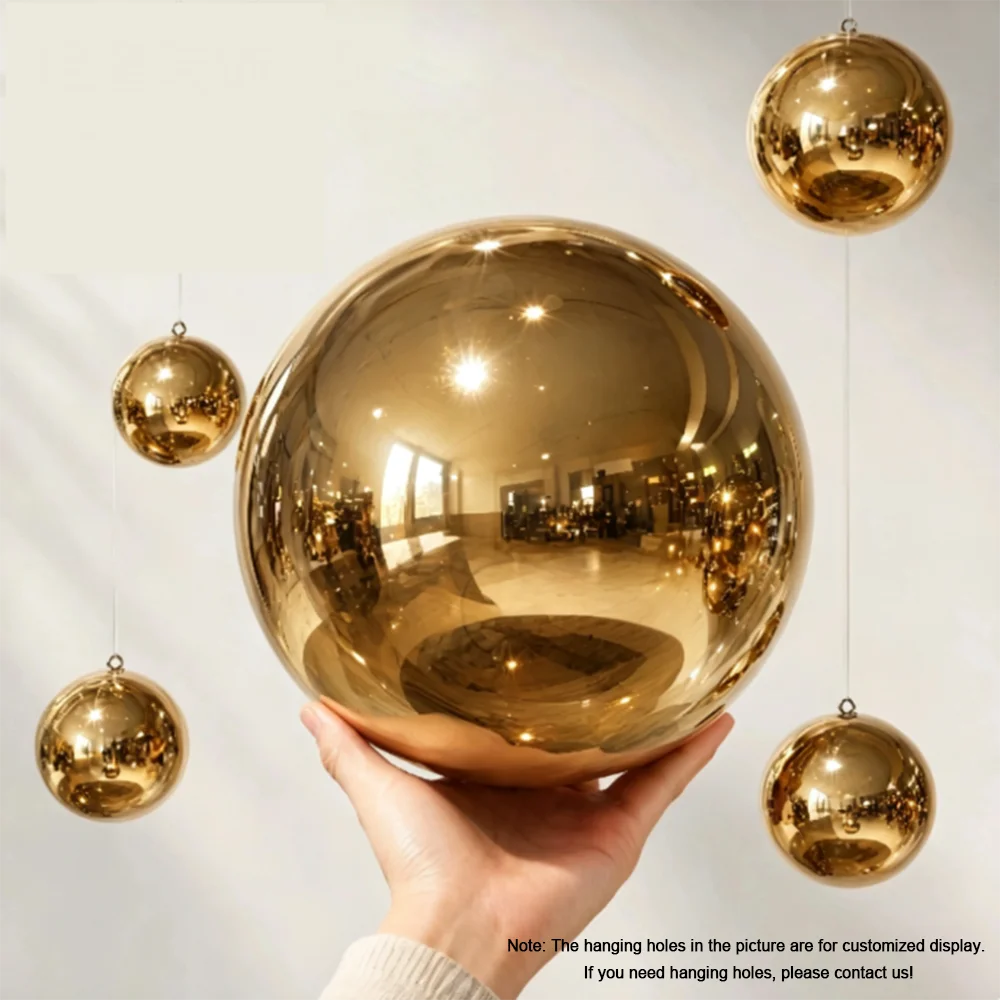 0.5mm Thick 304 Stainless Steel Titanium Gold Hollow Ball Golden Metal Christmas Balls Home Garden Festivals Party Decor Ball