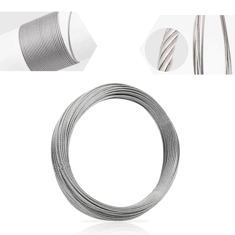 10M/5M 0.5-3mm Diameter 7X7 Structure 304 stainless steel wire rope thin cable softer fishing lifting cable