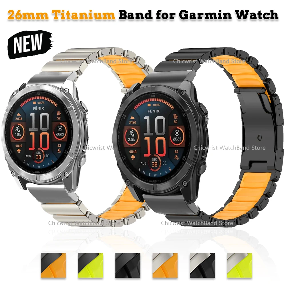 

26mm Titanium Band for Garmin Watch Fenix 8 7X Pro Tactix 7 EPIX Pro 51mm Enduro 3 2X Instinct 3 2X 50mm Quick Fit Strap
