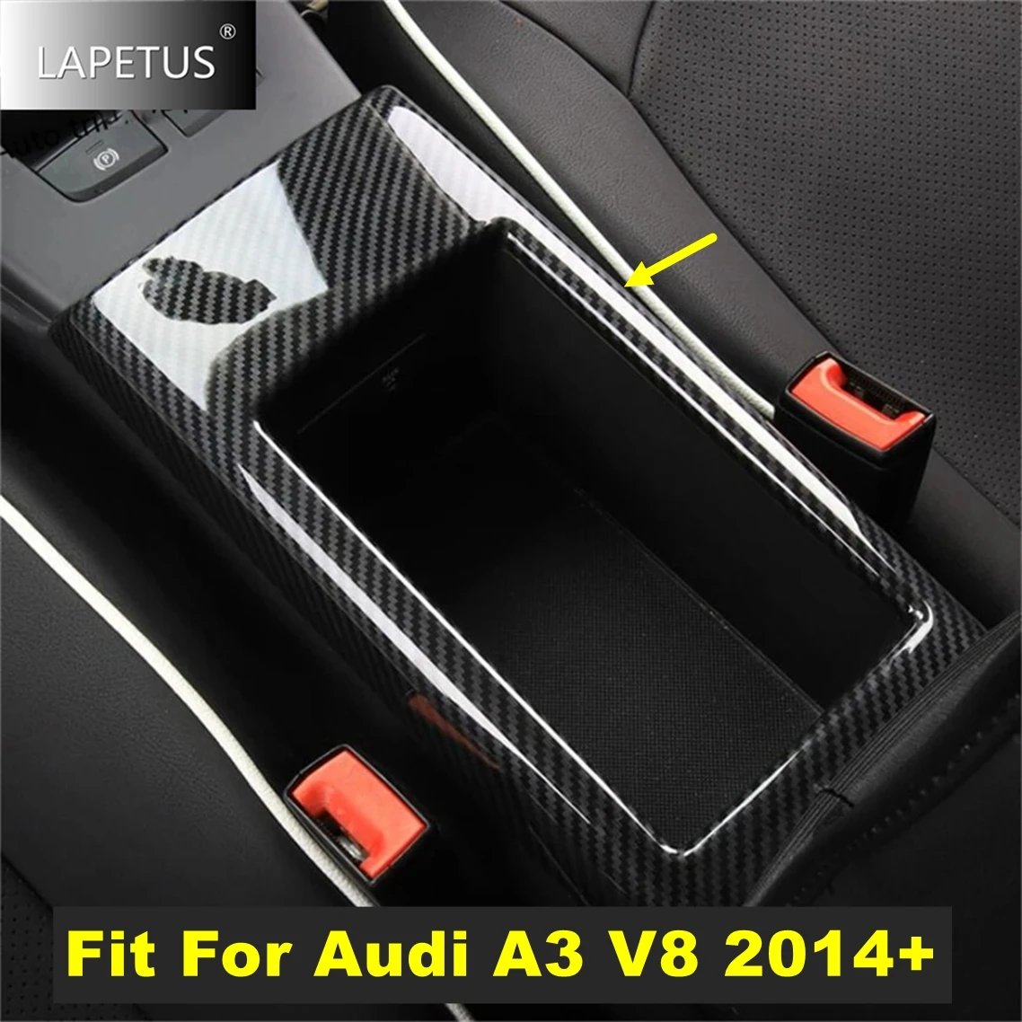 

Carbon Fiber Look ABS Car Front Seat Middle Armrest Box Panel Decor Cover Trim For Audi A3 V8 2014 - 2019 Interior Accessories