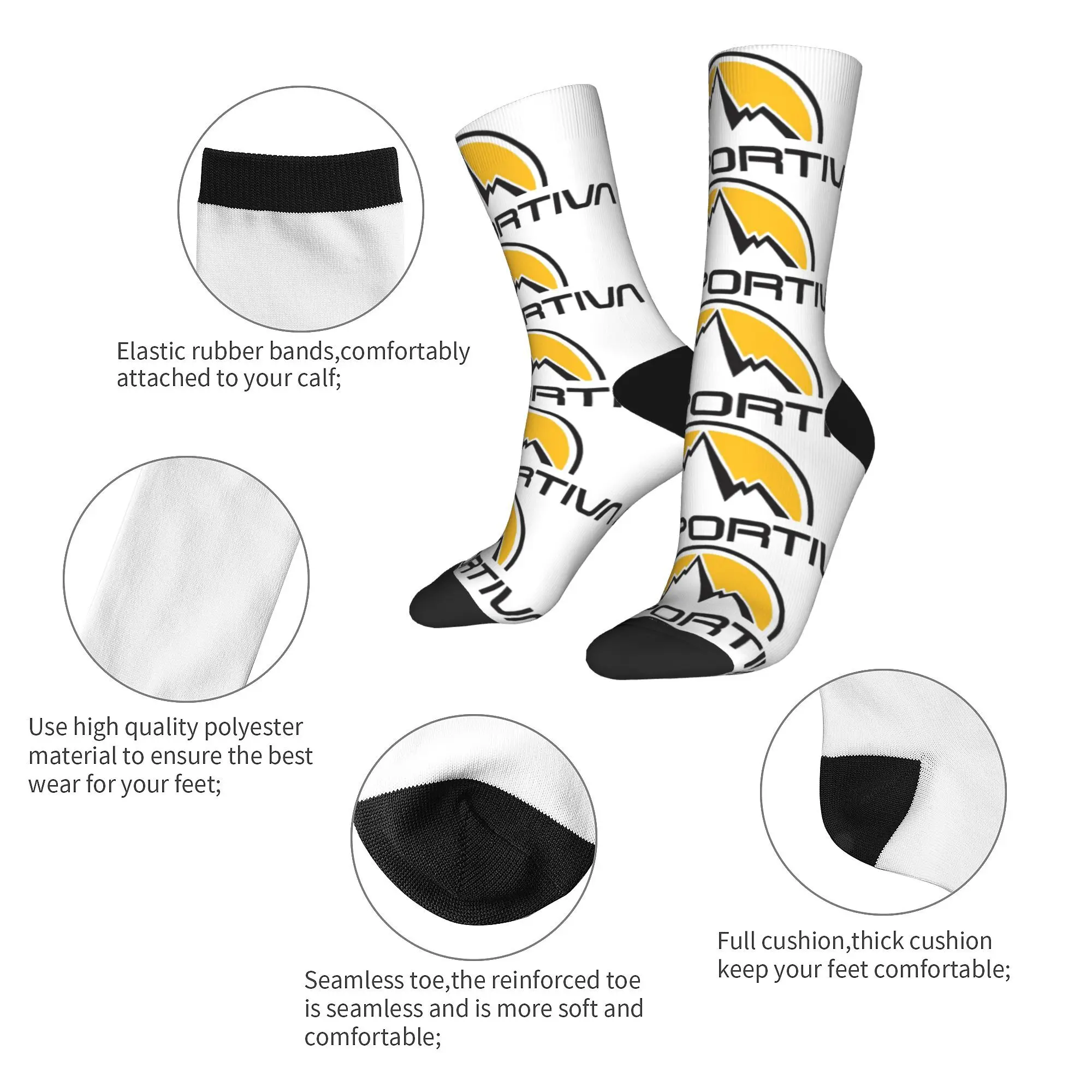 Fashion La Sportiva Basketball Socks Washable Breathable Reusable Polyester Crew Socks for Women Men Breathable