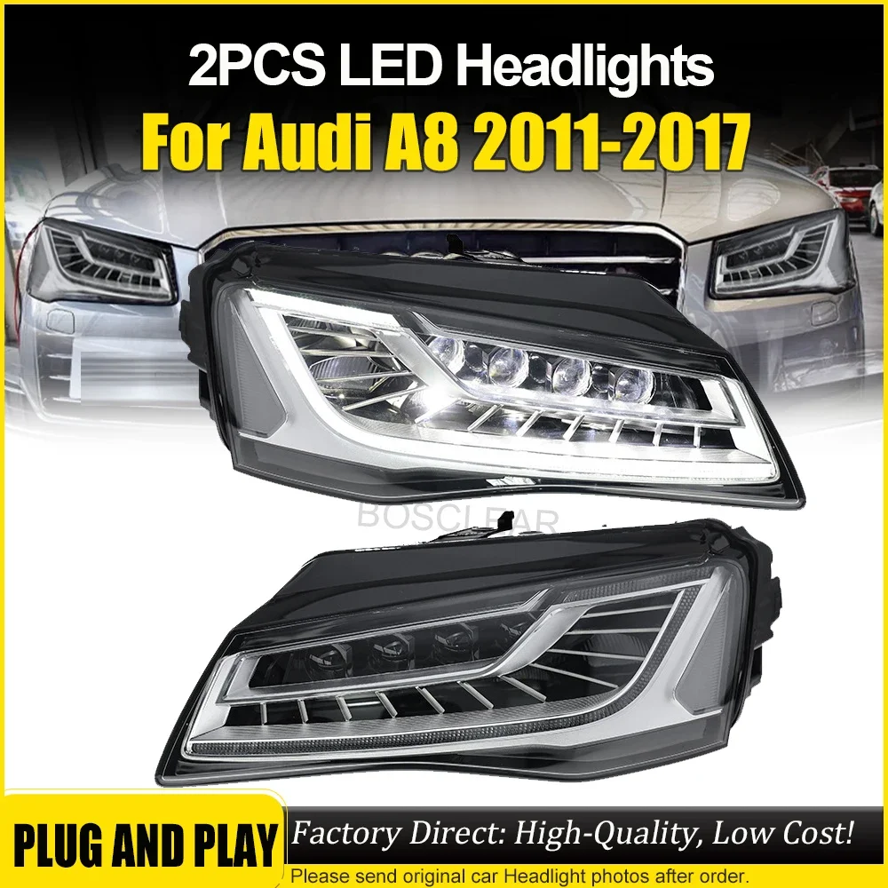 

Car Accessories Head Lamp for Audi A8 Headlights 2011 2012-2017 A8L LED Headlight DRL Dynamic Singal High Low Beam Headlamps