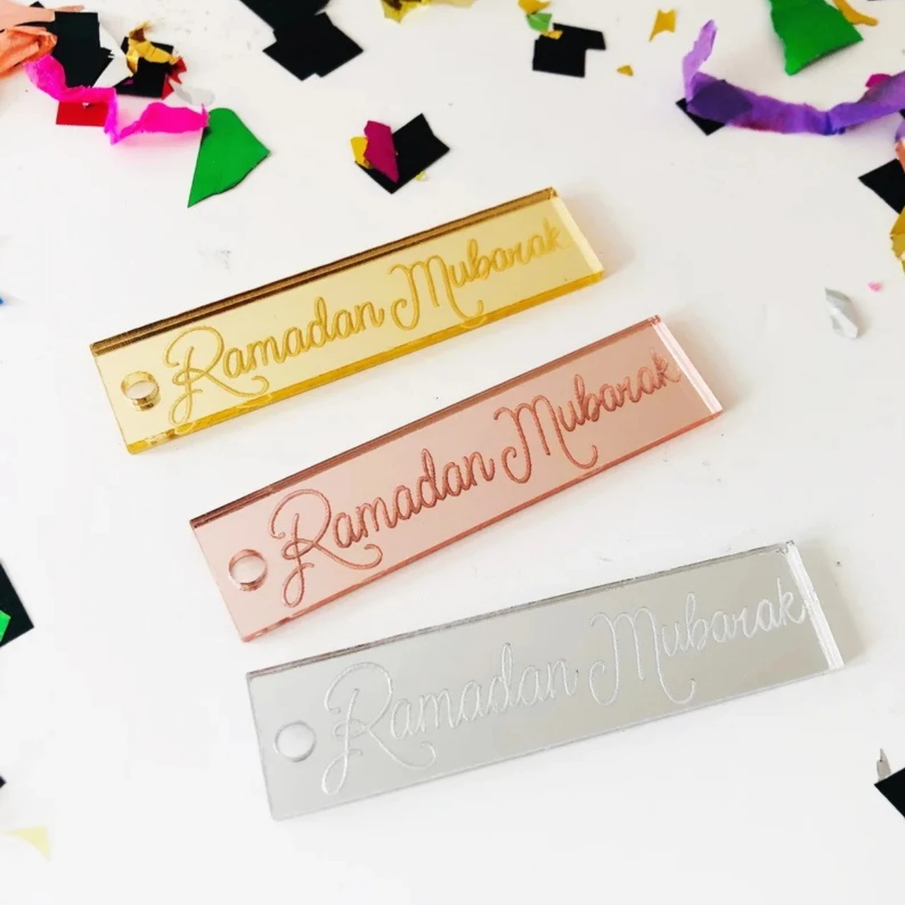 

"Auspicious Ramadan" Acrylic - Available in gold, silver, and rose gold embellishments, suitable for Muslim weddings.