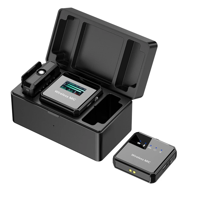 One-To-Two Wireless Lavalier Microphone, Intelligent Charging Case, 2.4G Digital Display Accompaniment, Noise Reduction