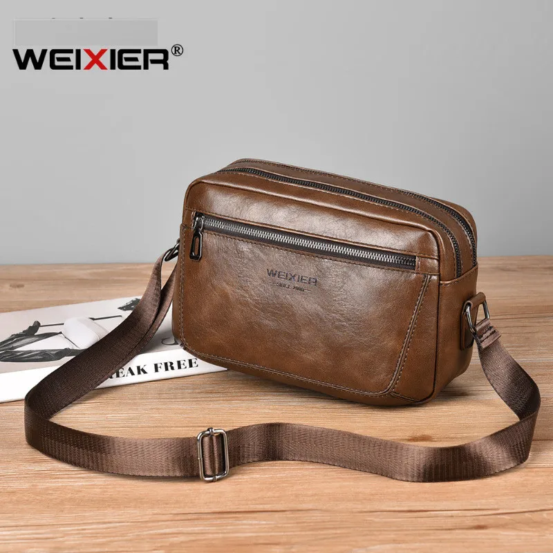 Brand Casual Solid Men Crossbody Bag Messenger Bags PU Leather Handbags Shoulder bags Male Business Messenger Diagonal Chest bag